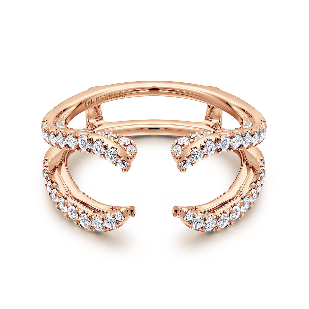 14K Rose Gold  French Pave Set Diamond Ring Enhancer — Gabriel & Co. AN12738S-K44JJ