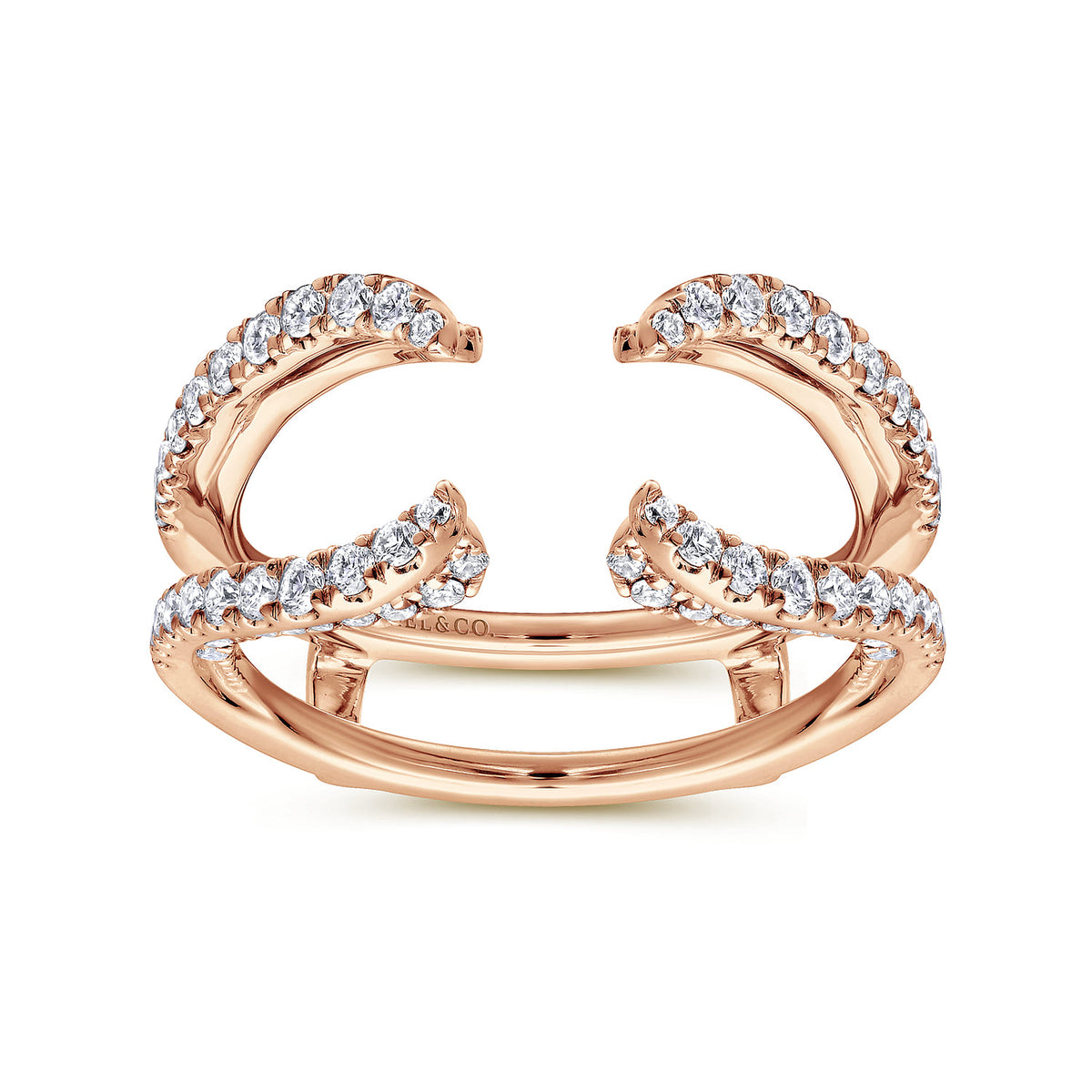 14K Rose Gold  French Pave Set Diamond Ring Enhancer — Gabriel & Co. AN12738S-K44JJ
