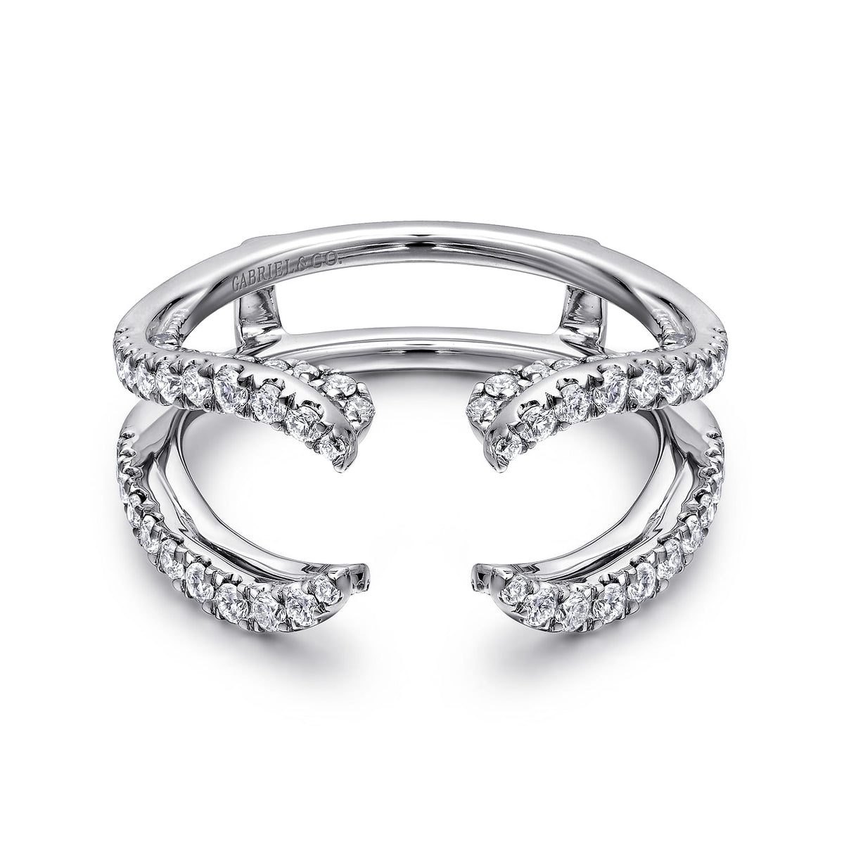 14K White Gold French Pavé Set Diamond Ring Enhancer — Gabriel & Co. AN12738S-W44JJ