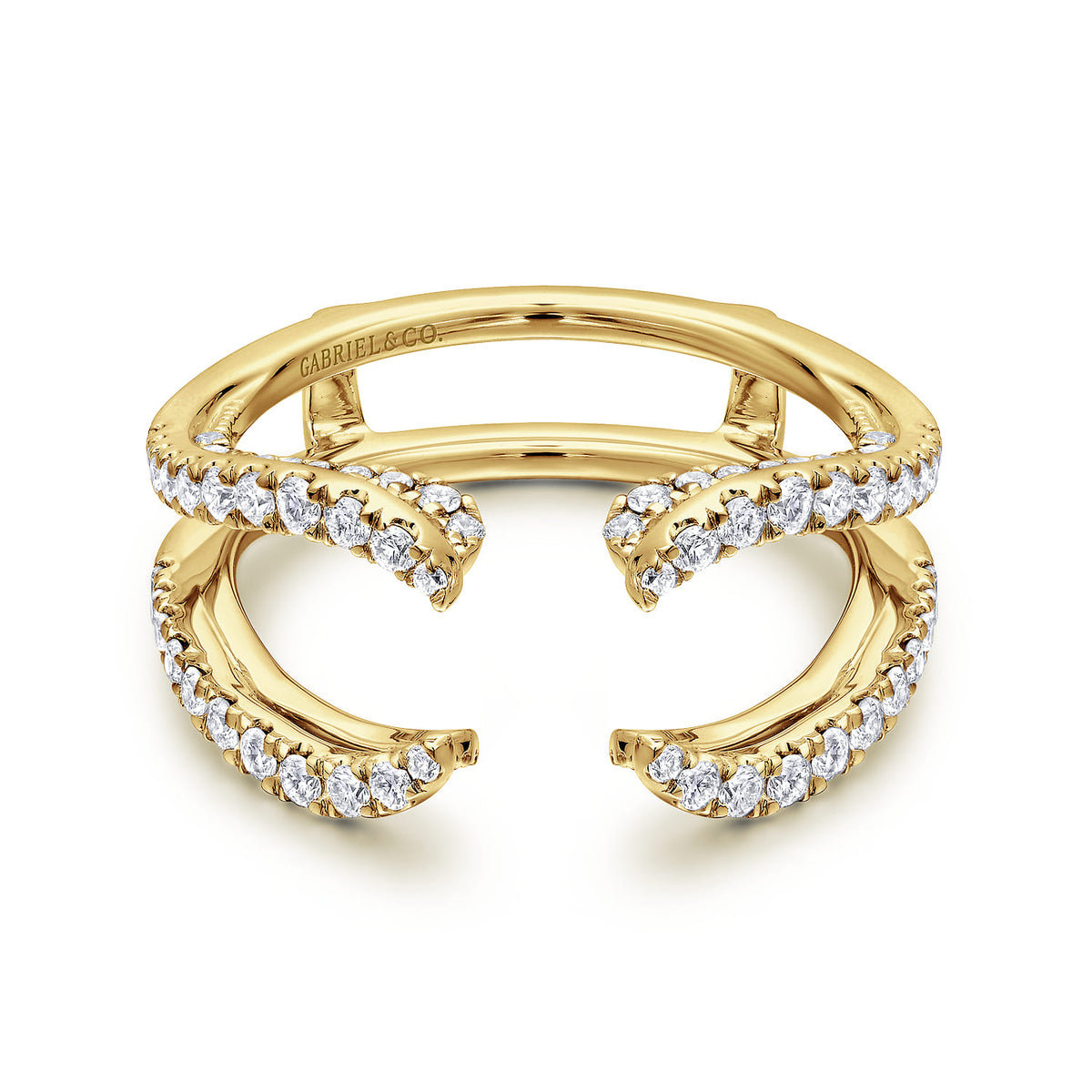 14K Yellow Gold French Pave Set Diamond Ring Enhancer — Gabriel & Co. AN12738S-Y44JJ