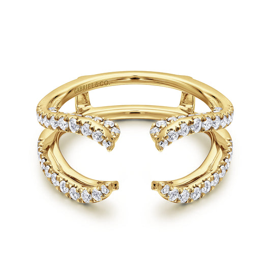 14K Yellow Gold French Pave Set Diamond Ring Enhancer — Gabriel & Co. AN12738S-Y44JJ