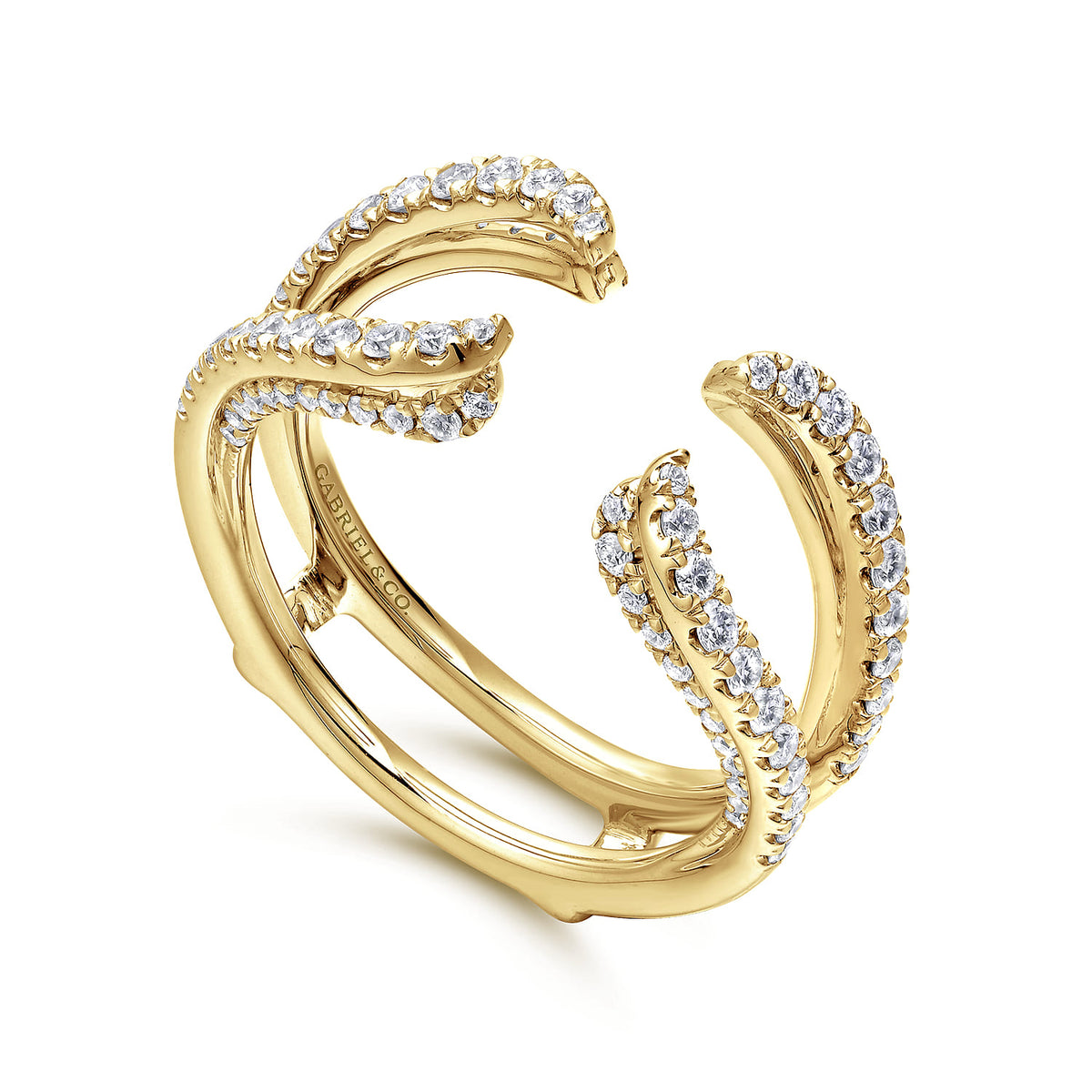 14K Yellow Gold French Pave Set Diamond Ring Enhancer — Gabriel & Co. AN12738S-Y44JJ