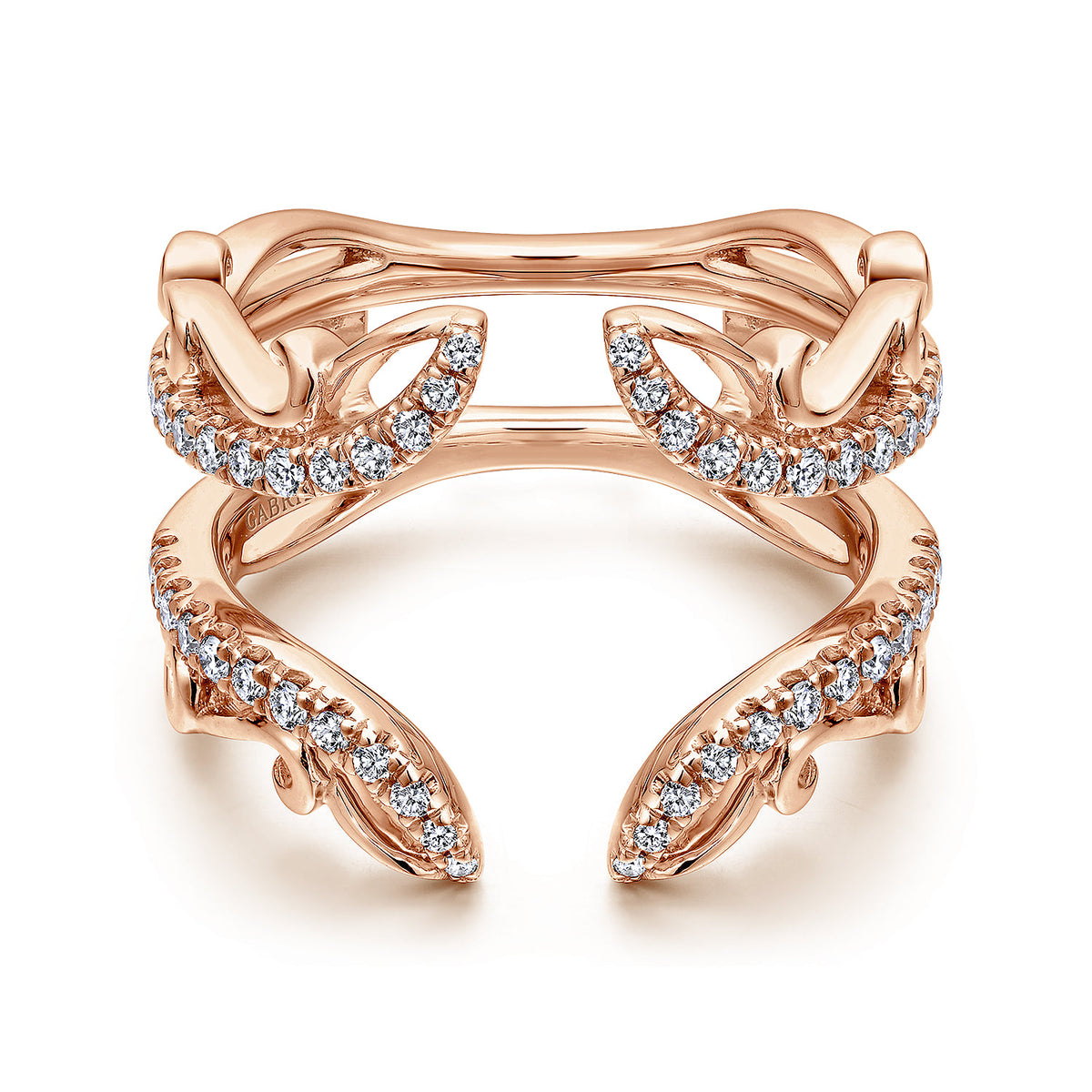 14K Rose Gold French Pave Set Diamond Ring Enhancer — Gabriel & Co. AN12740L-K44JJ
