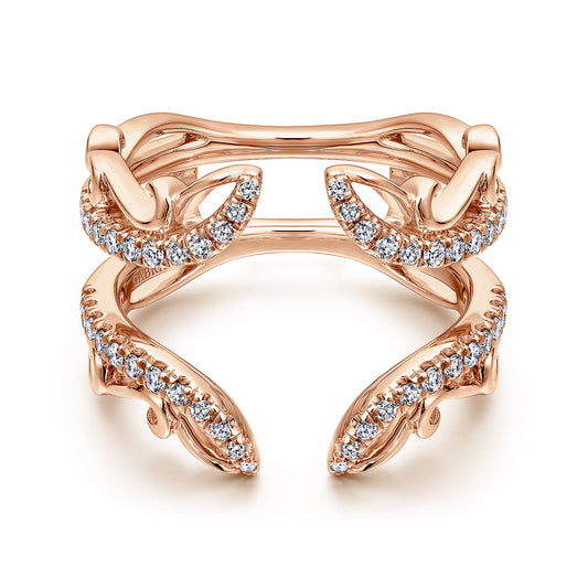 14K Rose Gold French Pave Set Diamond Ring Enhancer — Gabriel & Co. AN12740L-K44JJ