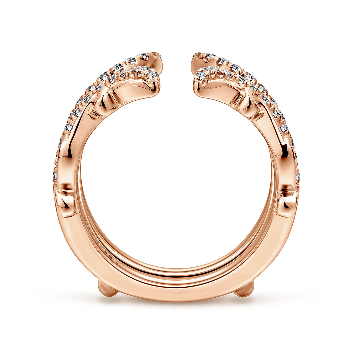 14K Rose Gold French Pave Set Diamond Ring Enhancer — Gabriel & Co. AN12740L-K44JJ