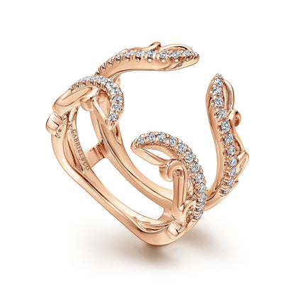 14K Rose Gold French Pave Set Diamond Ring Enhancer — Gabriel & Co. AN12740L-K44JJ