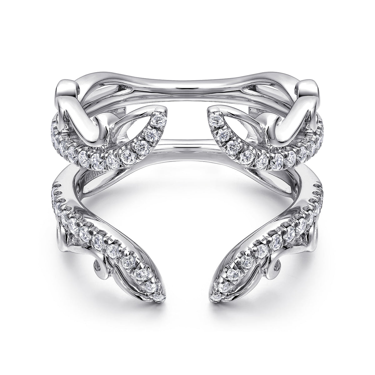 14K White Gold French Pavé Set Diamond Ring Enhancer — Gabriel & Co. AN12740L-W44JJ