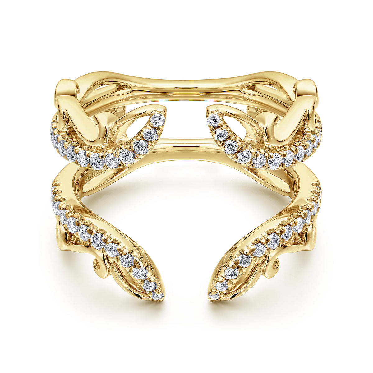 14K Yellow Gold  French Pave Set Diamond Ring Enhancer — Gabriel & Co. AN12740L-Y44JJ