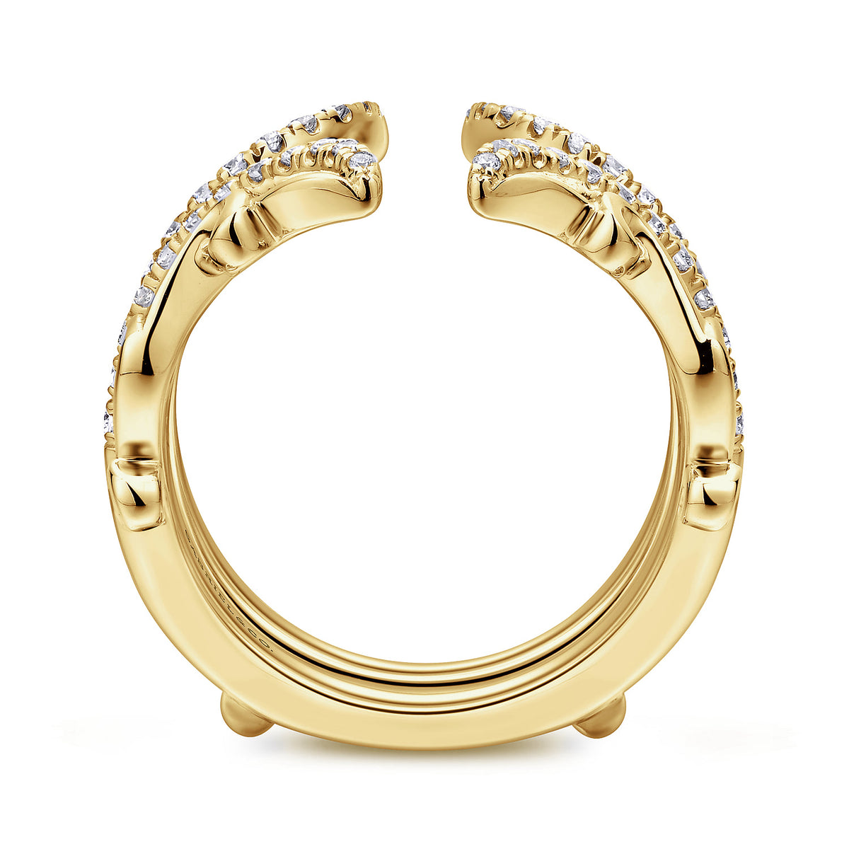 14K Yellow Gold  French Pave Set Diamond Ring Enhancer — Gabriel & Co. AN12740L-Y44JJ