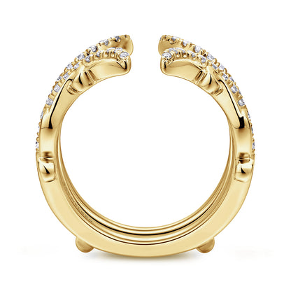 14K Yellow Gold  French Pave Set Diamond Ring Enhancer — Gabriel & Co. AN12740L-Y44JJ
