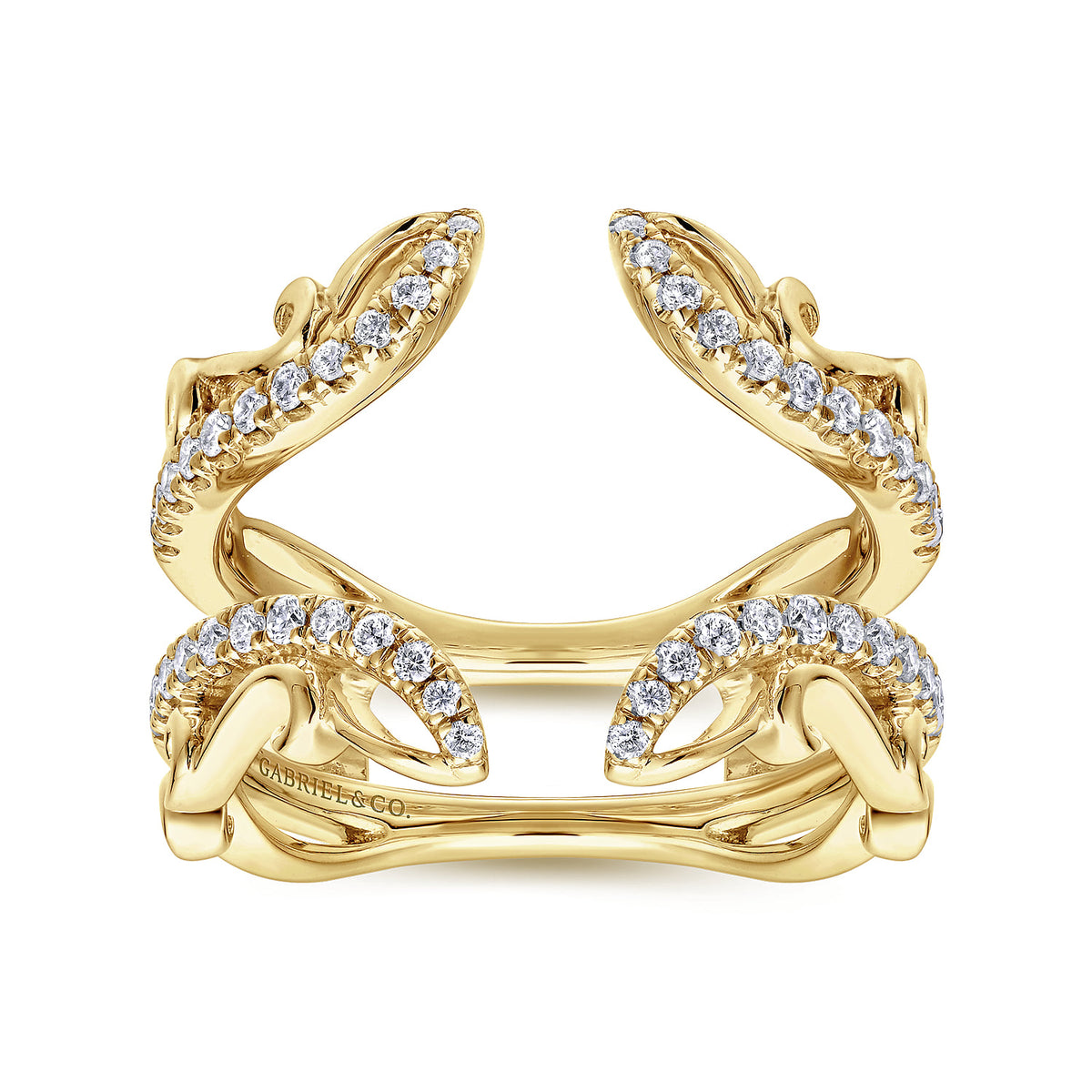 14K Yellow Gold  French Pave Set Diamond Ring Enhancer — Gabriel & Co. AN12740L-Y44JJ