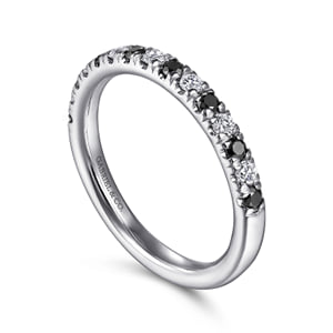 14K White Gold French Pave Black Diamond and Diamond Anniversary Band - 0.50 ct — Gabriel & Co. AN14190W44BD