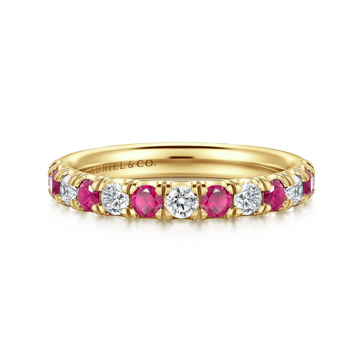 14K Yellow Gold Diamond and Ruby Anniversary Band — Gabriel & Co. AN14191Y44RA