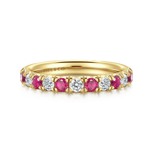 14K Yellow Gold Diamond and Ruby Anniversary Band — Gabriel & Co. AN14191Y44RA