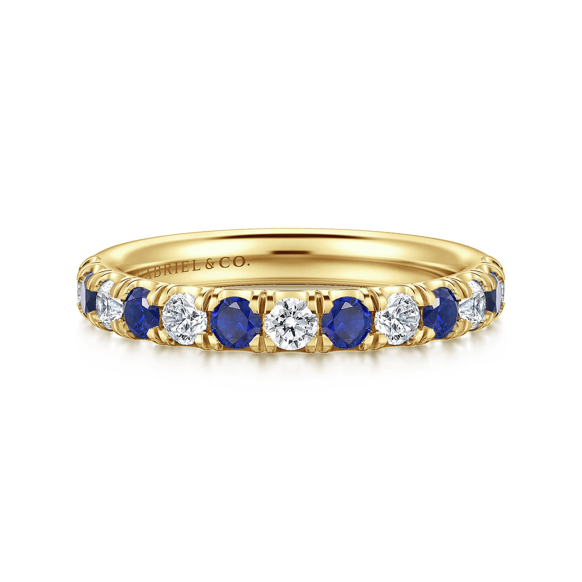 14K Yellow Gold Diamond and Sapphire Anniversary Band — Gabriel & Co. AN14191Y44SA