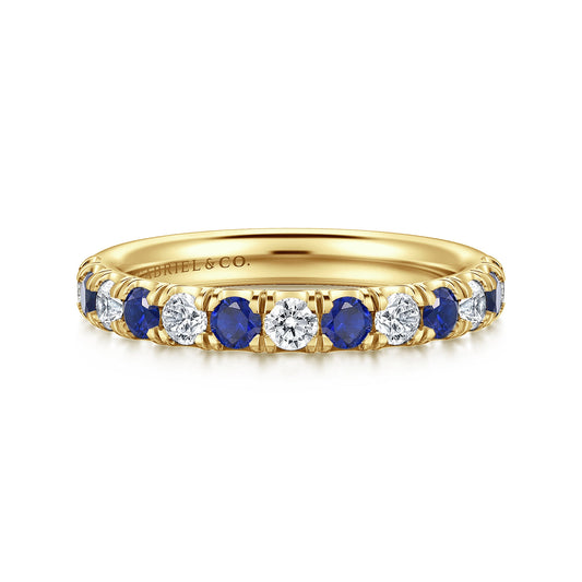 14K Yellow Gold Diamond and Sapphire Anniversary Band — Gabriel & Co. AN14191Y44SA