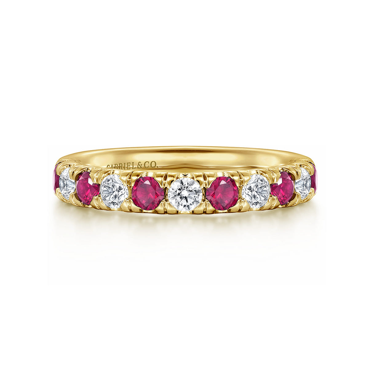 14K Yellow Gold 11 Stone Diamond and Ruby Anniversary Band — Gabriel & Co. AN14192Y44RA