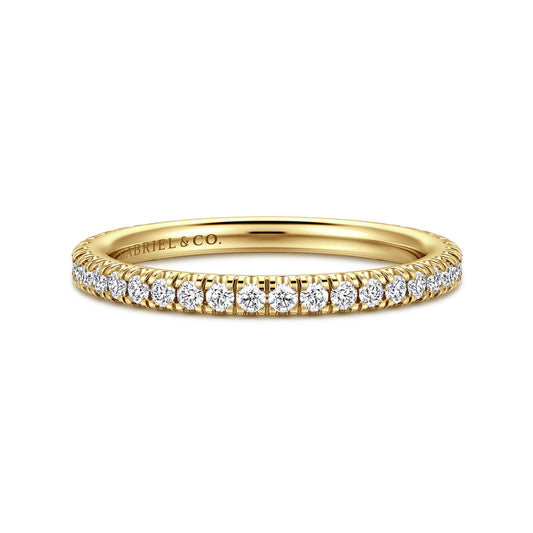 14K Yellow Gold French Pavé Diamond Wedding Band — Gabriel & Co. AN14229Y44JJ