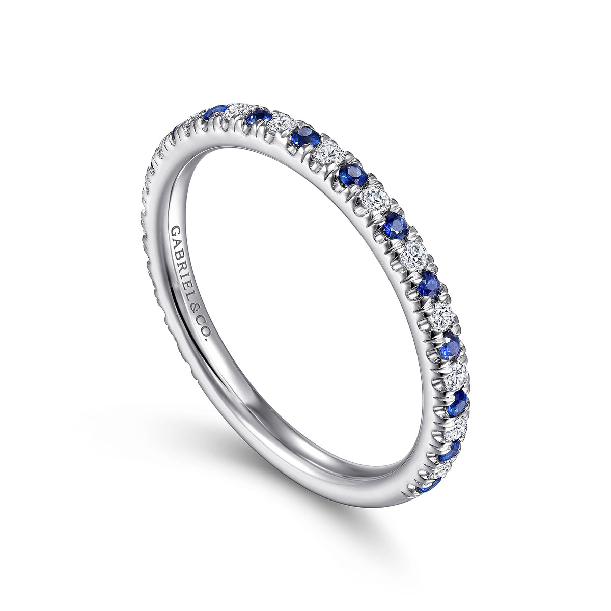 Platinum Diamond and Sapphire Anniversary Band — Gabriel & Co. AN14252PT4SA