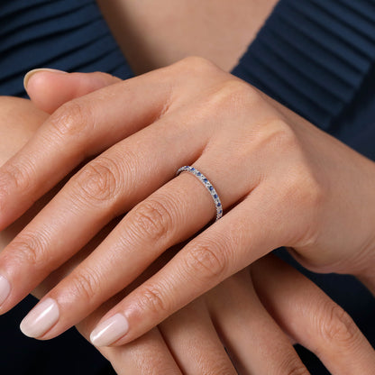 Platinum Diamond and Sapphire Anniversary Band — Gabriel & Co. AN14252PT4SA