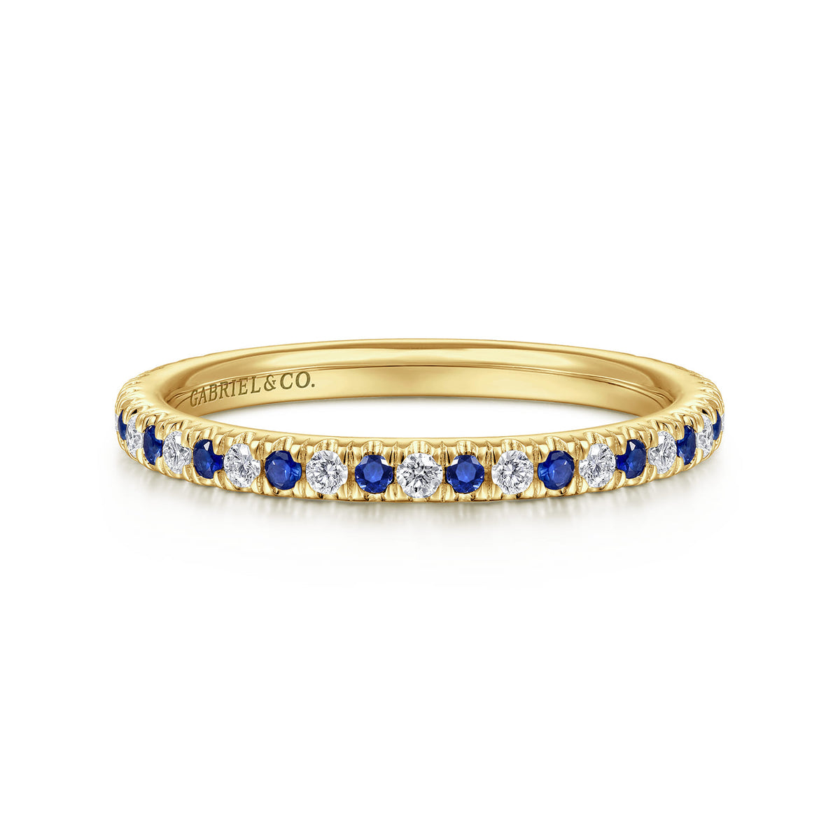 14K Yellow Gold Diamond and Sapphire Anniversary Band — Gabriel & Co. AN14252Y44SA