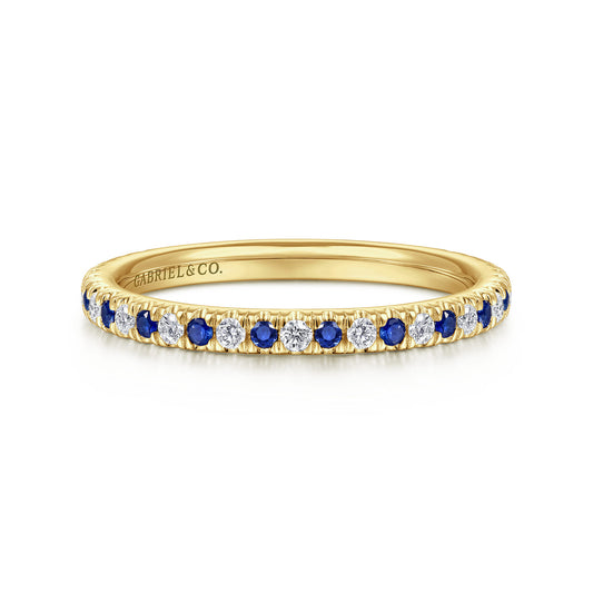 14K Yellow Gold Diamond and Sapphire Anniversary Band — Gabriel & Co. AN14252Y44SA
