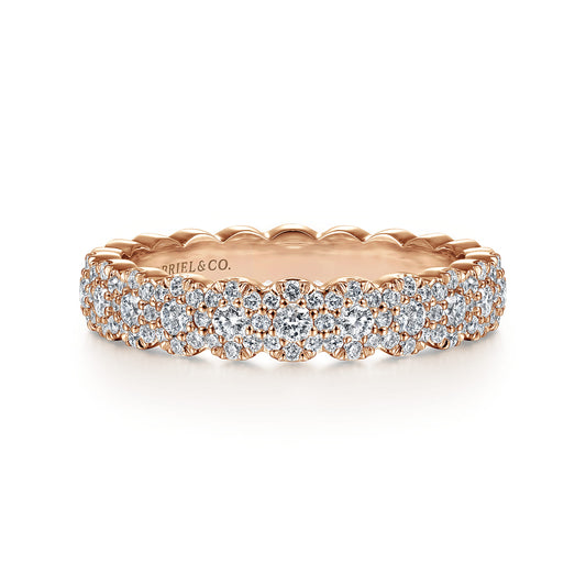 14K Rose Gold Round Diamond Halo Anniversary Band — Gabriel & Co. AN14685K44JJ