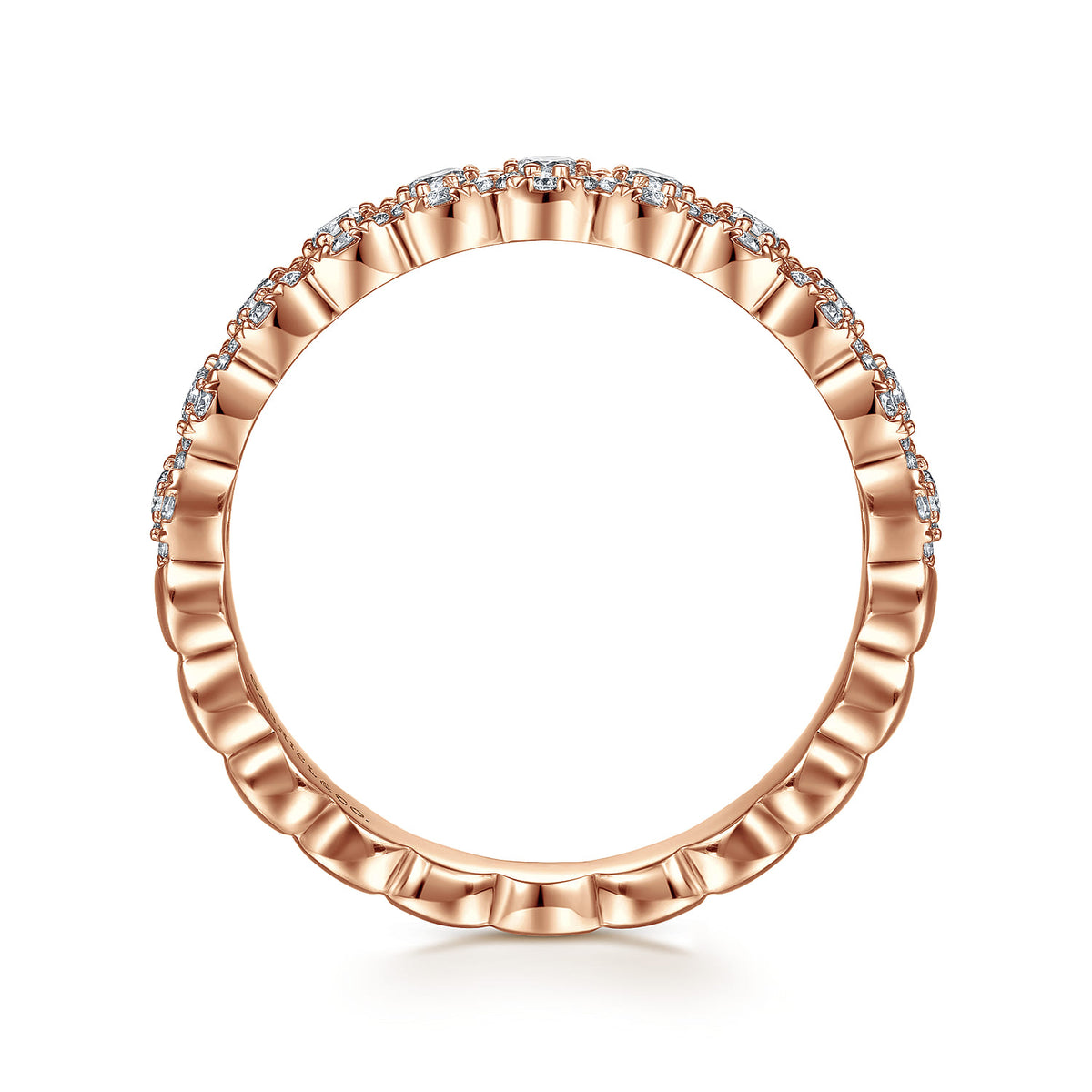 14K Rose Gold Round Diamond Halo Anniversary Band — Gabriel & Co. AN14685K44JJ