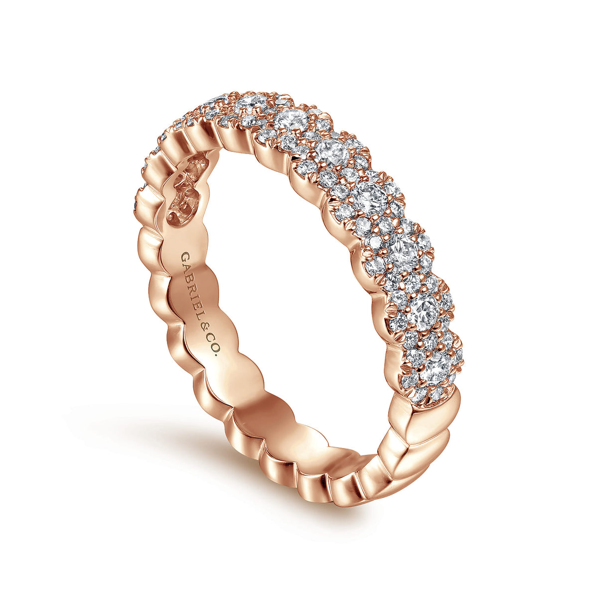 14K Rose Gold Round Diamond Halo Anniversary Band — Gabriel & Co. AN14685K44JJ