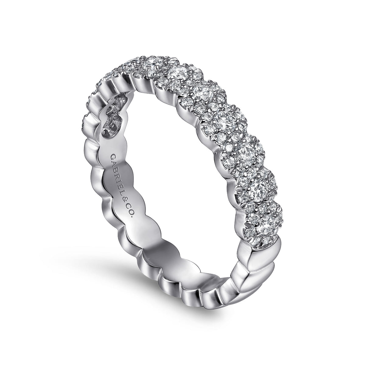 Platinum Round Diamond Halo Anniversary Band — Gabriel & Co. AN14685PT4JJ