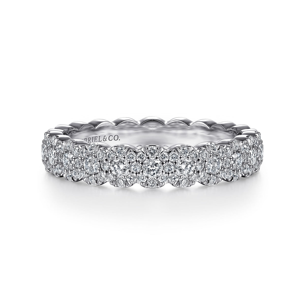14K White Gold Round Diamond Halo Anniversary Band — Gabriel & Co. AN14685W44JJ