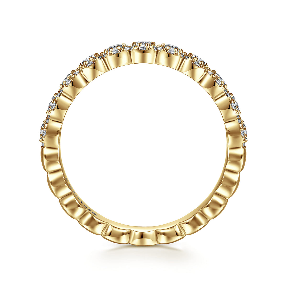 14K Yellow Gold Round Diamond Halo Anniversary Band — Gabriel & Co. AN14685Y44JJ