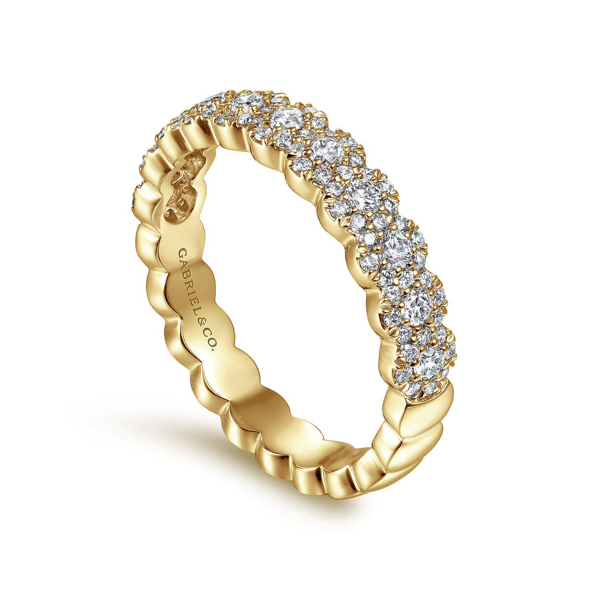 14K Yellow Gold Round Diamond Halo Anniversary Band — Gabriel & Co. AN14685Y44JJ