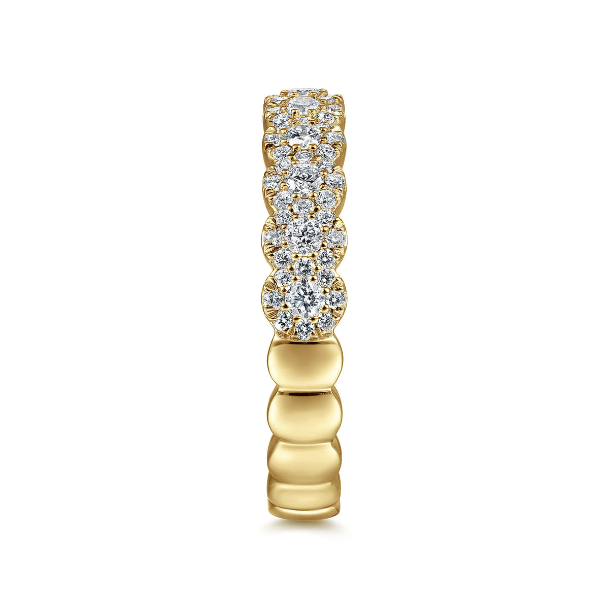 14K Yellow Gold Round Diamond Halo Anniversary Band — Gabriel & Co. AN14685Y44JJ