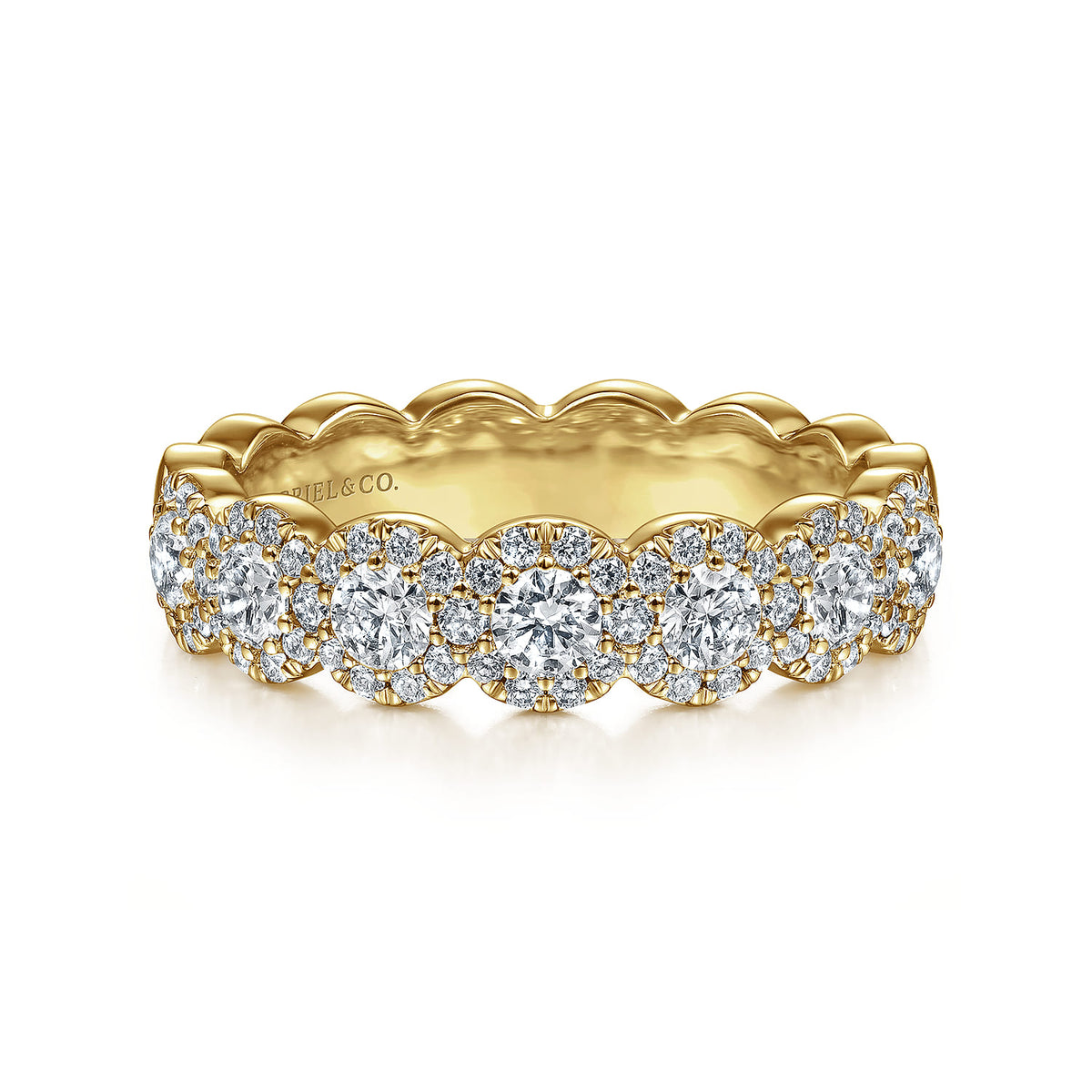 14K Yellow Gold Round Diamond Halo Anniversary Band — Gabriel & Co. AN14686Y44JJ
