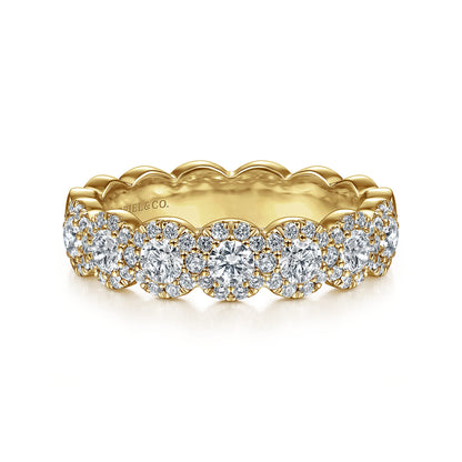 14K Yellow Gold Round Diamond Halo Anniversary Band — Gabriel & Co. AN14686Y44JJ