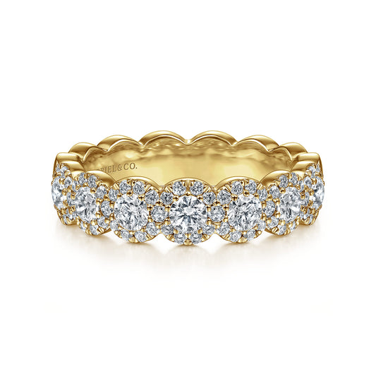 14K Yellow Gold Round Diamond Halo Anniversary Band — Gabriel & Co. AN14686Y44JJ