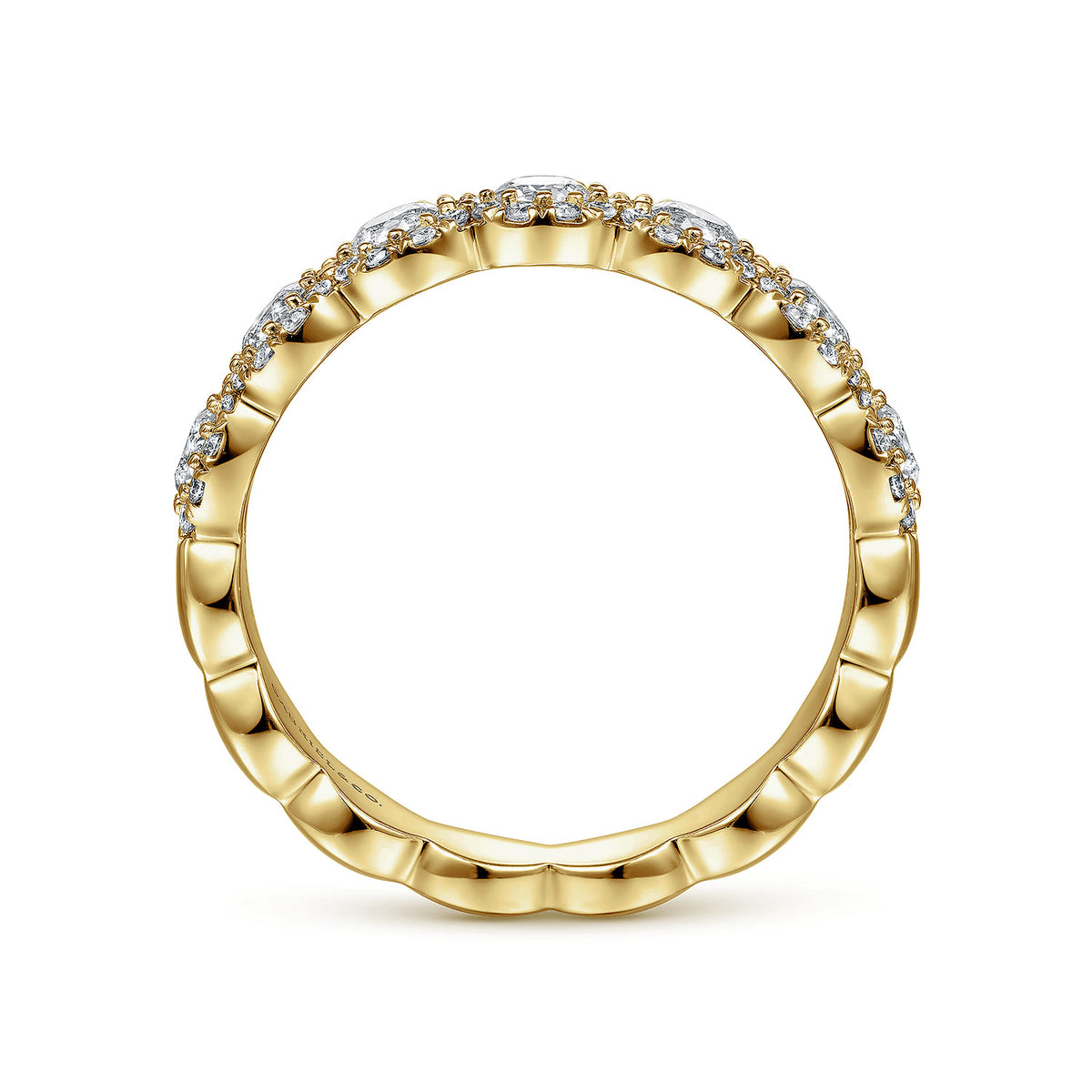 14K Yellow Gold Round Diamond Halo Anniversary Band — Gabriel & Co. AN14686Y44JJ