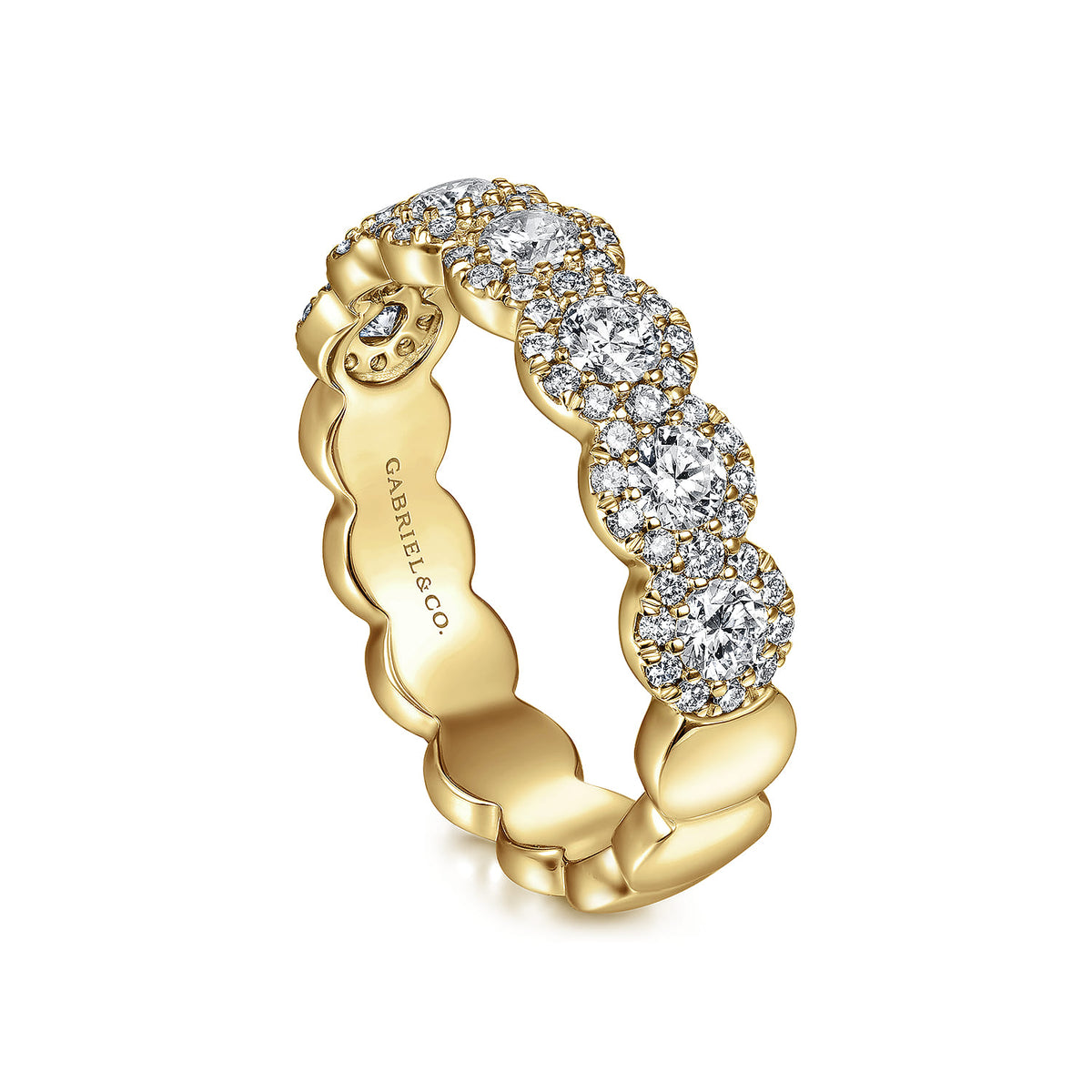 14K Yellow Gold Round Diamond Halo Anniversary Band — Gabriel & Co. AN14686Y44JJ