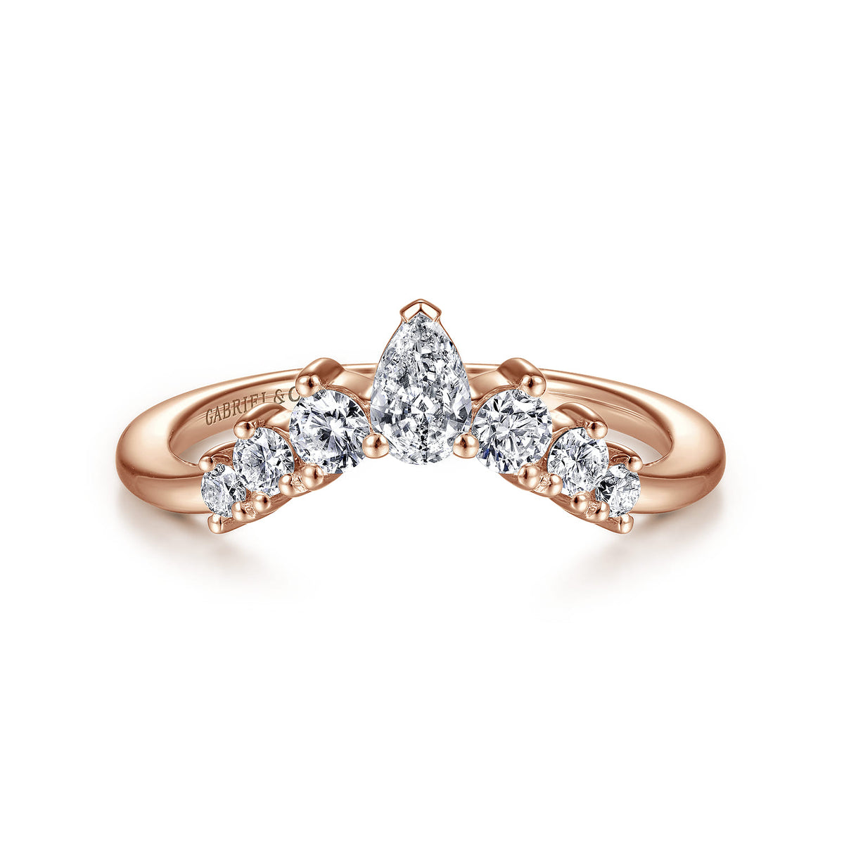 14K Rose Gold Curved Pear Shape and Round  Diamond Anniversary Band — Gabriel & Co. AN15303K44JJ