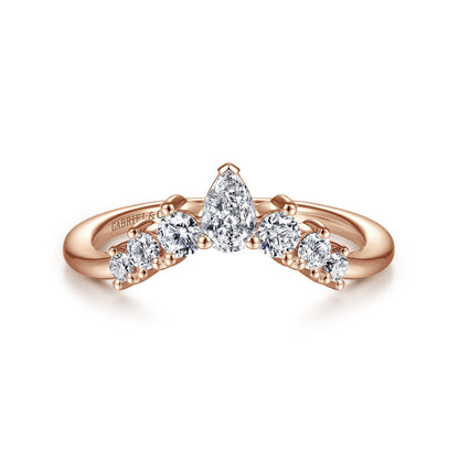 14K Rose Gold Curved Pear Shape and Round  Diamond Anniversary Band — Gabriel & Co. AN15303K44JJ