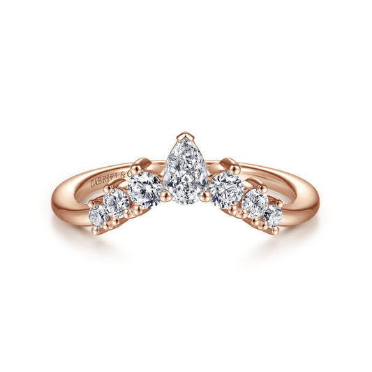 14K Rose Gold Curved Pear Shape and Round  Diamond Anniversary Band — Gabriel & Co. AN15303K44JJ