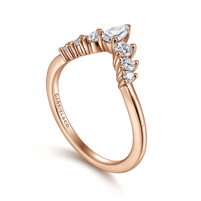 14K Rose Gold Curved Pear Shape and Round  Diamond Anniversary Band — Gabriel & Co. AN15303K44JJ