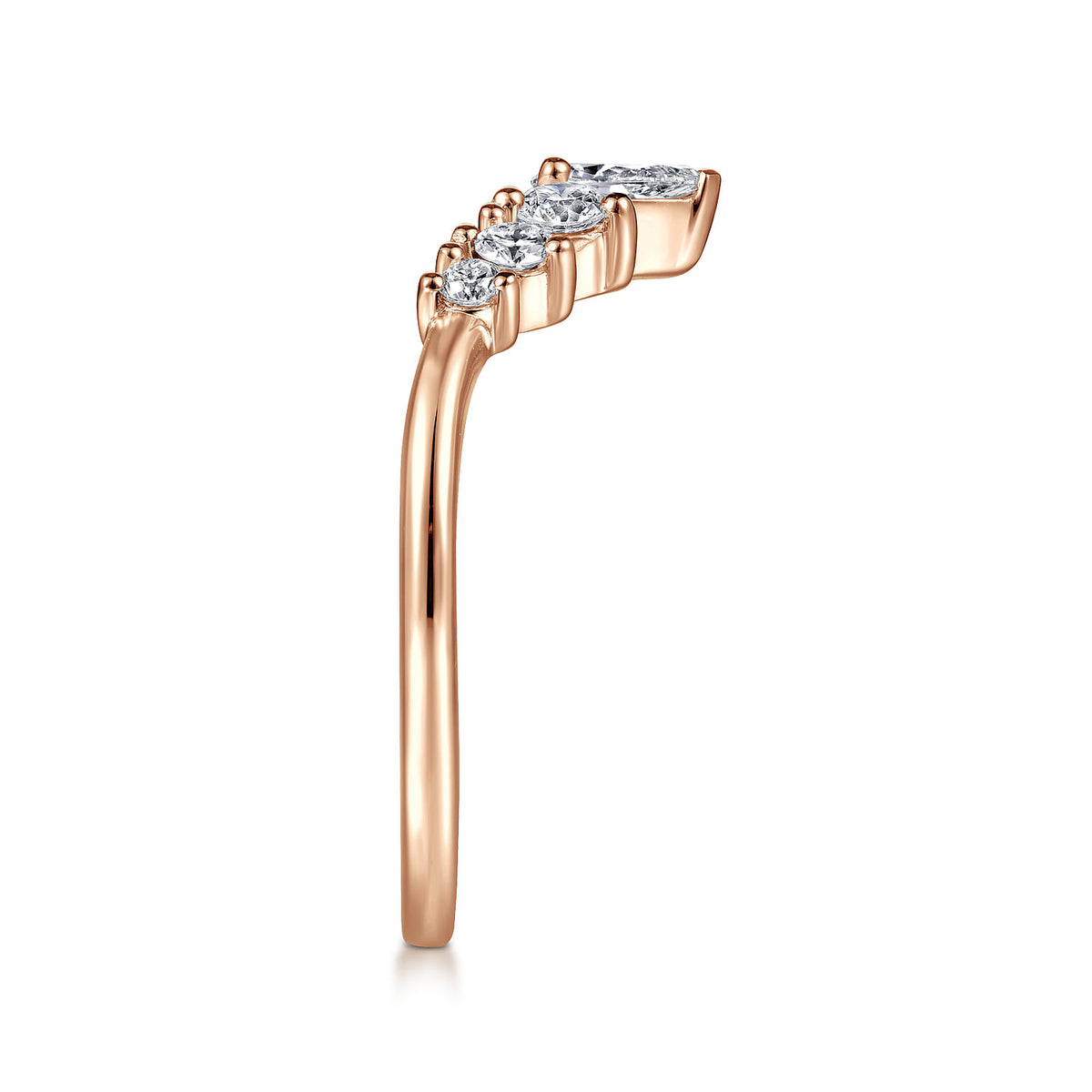 14K Rose Gold Curved Pear Shape and Round  Diamond Anniversary Band — Gabriel & Co. AN15303K44JJ