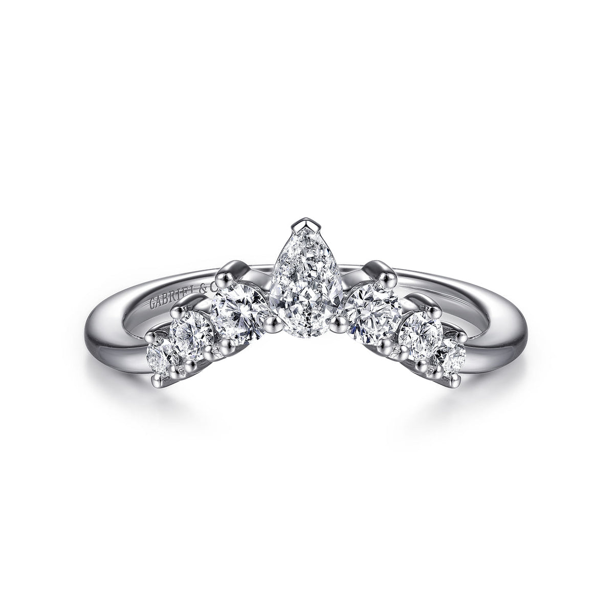 Platinum Curved Pear Shape and RoundDiamond Anniversary Band — Gabriel & Co. AN15303PT4JJ