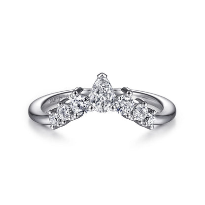 Platinum Curved Pear Shape and RoundDiamond Anniversary Band — Gabriel & Co. AN15303PT4JJ
