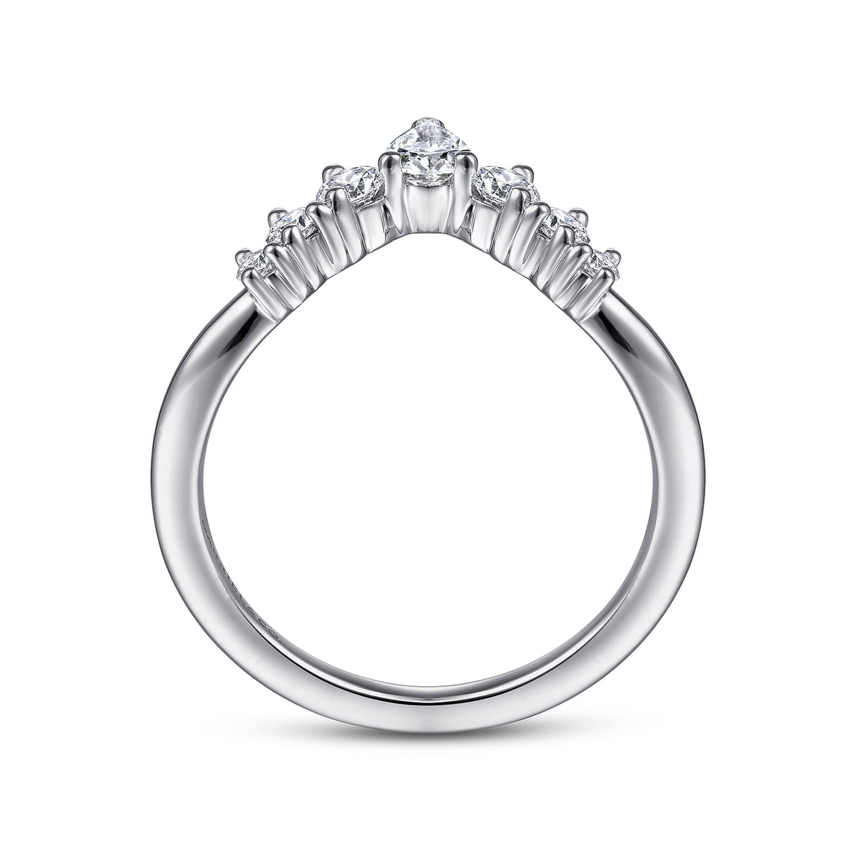 Platinum Curved Pear Shape and RoundDiamond Anniversary Band — Gabriel & Co. AN15303PT4JJ