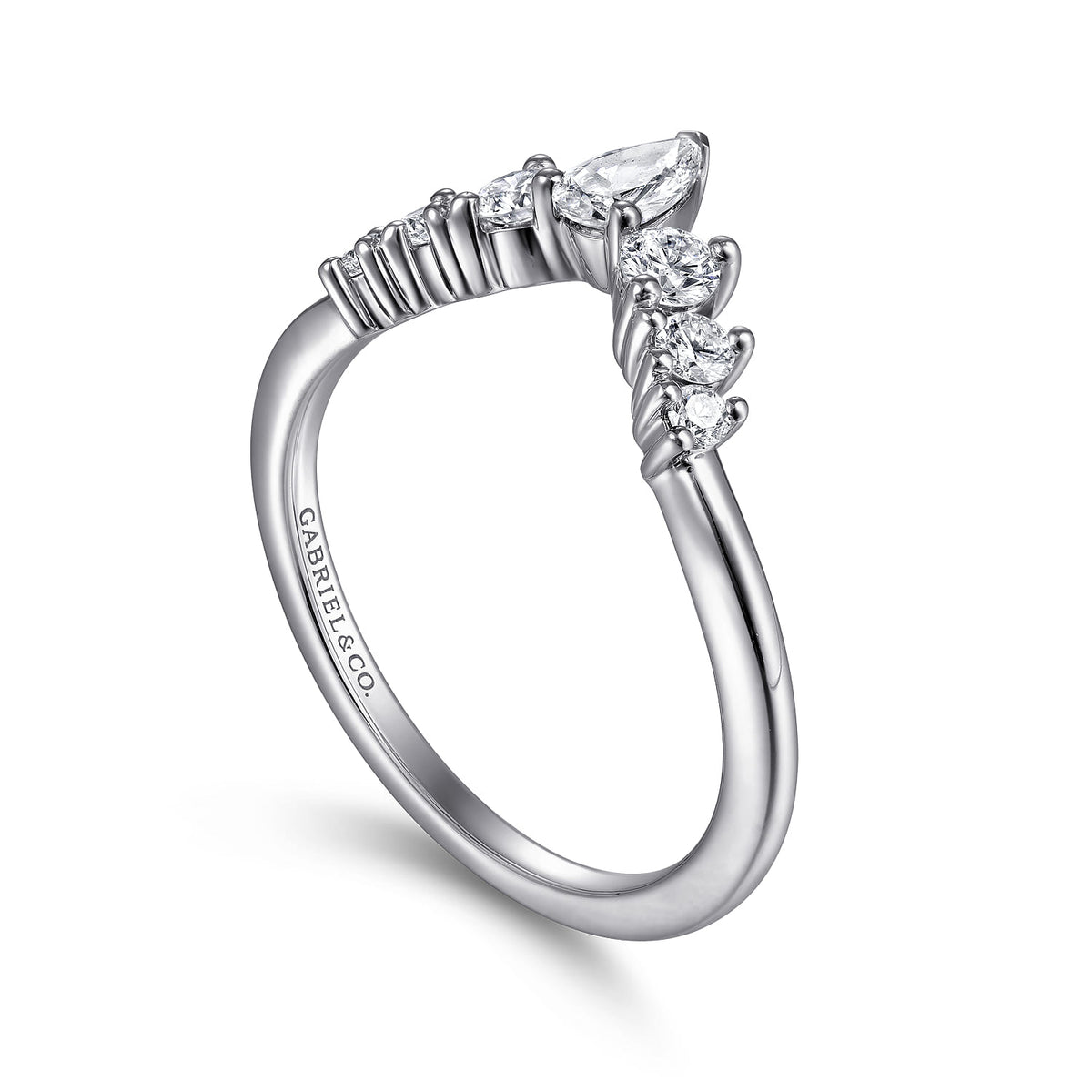 Platinum Curved Pear Shape and RoundDiamond Anniversary Band — Gabriel & Co. AN15303PT4JJ