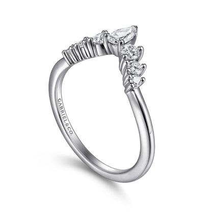 Platinum Curved Pear Shape and RoundDiamond Anniversary Band — Gabriel & Co. AN15303PT4JJ