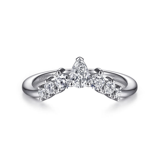 14K White Gold Curved Pear Shape and Round Diamond Anniversary Band — Gabriel & Co. AN15303W44JJ